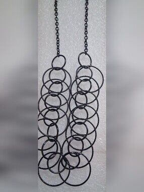 Black Multi-Ring Statement Necklace - Women Jewelry